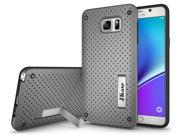JKase [MESH] Protective Tough 2 Layers Armor Rugged Case Cover with Build In Stand for Samsung Galaxy Note 5 Gray