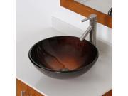 Elite Neutral to Dark Bronze with Dark Brown Tremor Lines Handcrafted Glass Bowl Vessel Sink with Elite Modern Single Handle Lever Brushed Nickel Faucet with Do