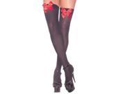 Adult Black Opaque Thigh Hi with Red Bows by Party King H060