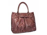 Bagtique Handbags Embossed Woven Zip Top Satchel Grape
