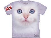 White Kitten Face Adult T Shirt by The Mountain 10 3351