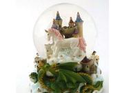 Musical Globe Green Dragon With Castle Unicorn by Cadona CD36156A