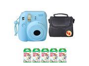 Fujifilm Instax Mini 8 Instant Film Camera Blue Kit With Fujifilm Instax Mini 5 Pack Instant Film 50 Prints Compact Bag Case