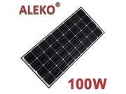 ALEKO® Solar Panel Monocrystalline 100W for any DC 12V Application gate opener portable charging system etc.