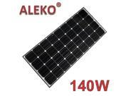 ALEKO® Solar Panel Monocrystalline 140W for any DC 12V Application gate opener portable charging system etc.
