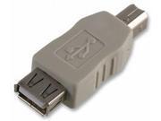 USB A Female to B Male Adapter Gray