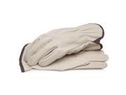 Grain Leather Driver Gloves with Shirred Elastic Wrist Medium