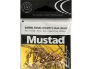Mustad 77215B 4 T8 Barrel Fishing Swivels W Safe Snap Size 4 8 Pack