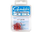 Gamakatsu 47308 Treble Round Bend Red Fishing Fish Hooks Size 4 9 Pack