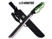 Z Hunter ZB126 Machete Knife 25 Overall Black Blade Green Cord Wrapped Handle