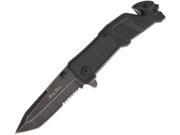 Rescue Linerlock Black Serrated Tanto Blade with Thumb Stud Knife
