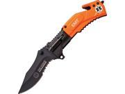 Tac Force TF874EM Rescue A O Folding Knife Black 3.5 Combo Orange EMT Inlay