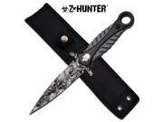 Z Hunter ZB056GY Gray Skull Fixed Knife Boot Knife 9.75 Overall w Sheath