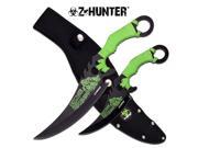 Z Hunter ZB1282 Fantasy Fixed Knife Set Of 2 Green Cord Wrapped 13.5 Overall