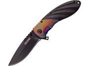 Tac Force TF911BR Folding Knife A O Black 3.625 Blade Handle w Rainbow