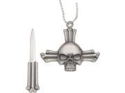 Unbranded M3342 Skull Cross Necklace Fixed Knife Cast Metal 1.625 Blade