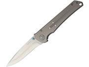 Benchmark BMK066 Titanium Folding Knife D2 Steel 3.25 Blue Jewel Inlay Blade