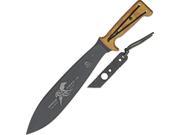TOPS TPPE12 Power Eagle Fixed Knife Black 12.25 Blade Brown Linen Micarta Hndl
