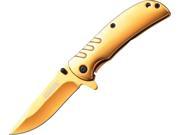 Tac Force TF847GD A O Folding Knife Gold Coated Stainless 2.75 Blade Handle
