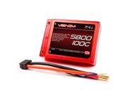 Venom 100C 2S 5800mAh 7.4v LiPO Square Pack Battery ROAR Approved with UNI Plug Part No. 15126
