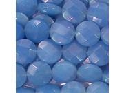 BLUE JADE SERPENTINE 15MM FACETED COIN BEADS A