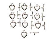 NICKEL PLATED 14MM HEART TOGGLE CLASPS TN6 10 sets