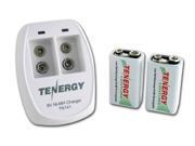Tenergy TN141 Smart 2 Bay 9V NiMH Battery Charger 2 pcs Centura Low Self discharge 9V 200mAh NiMH Rechargeable Batteries