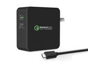 Tenergy 30W 2 Port Adaptive Fast USB Wall Charger with Qualcomm Quick Charge 2.0 and Smart Detect Black