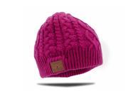 Tenergy Braided Cable Knit Wireless Hands Free Bluetooth 4.0 Beanie with Built in Speakers Pink