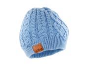 Tenergy Braided Cable Knit Wireless Hands Free Bluetooth 4.0 Beanie with Built in Speakers Airy Blue