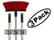 Broom Mop Holder organizer 3 Slots Organizers Wall 3 Pack Grey
