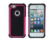 ASleek Hot Pink Black Hard Soft Hybrid High Impact Body Armor Case Cover for Apple iPhone 5 5G