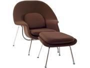 Eero Saarinen Style Womb Chair and Ottoman Set in Brown