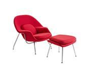 W Fabric Lounge Chair in Red