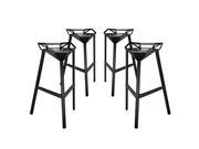 Launch Stacking Bar Stool Set of 4 in Black