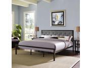 Mia King Fabric Bed in Brown Gray