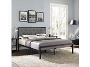 Mia Queen Fabric Bed in Brown Gray