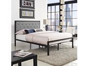 Mia Full Fabric Bed in Brown Gray