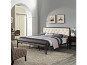 Mia King Fabric Bed in Brown Beige