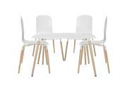 Stack Dining Chairs and Table Wood Set of 5 in White