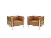 Charles Grande Armchairs Leather Set Of 2 in Tan
