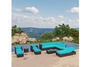 Fusion 12 Piece Outdoor Patio Sectional Set in Espresso Turquoise