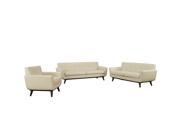 Engage 3 Piece Leather Living Room Set in Beige