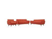 Engage Sofa Loveseat and Armchair Set of 3 in Atomic Red
