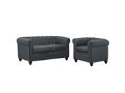 Earl 2 Piece Fabric Living Room Set in Gray