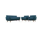 Engage Armchairs and Loveseat Set of 3 in Azure