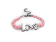 Pink ultra suede bracelet with LOVE adornment