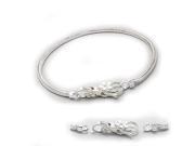 Cheneya Sterling Silver Bracelet with Flower and Double Lock 7