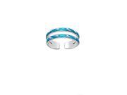Sparkling Double Sterling Silver Light Blue Toe Ring with Colored Enamel
