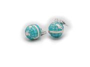 Globe Charm in Sterling Silver and Blue Enamel